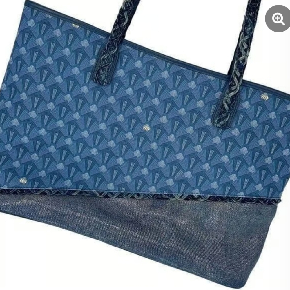 289 By Sara Giunti Womens Gorayd Look Sparkle Denim Like Tote Shoulder Bag